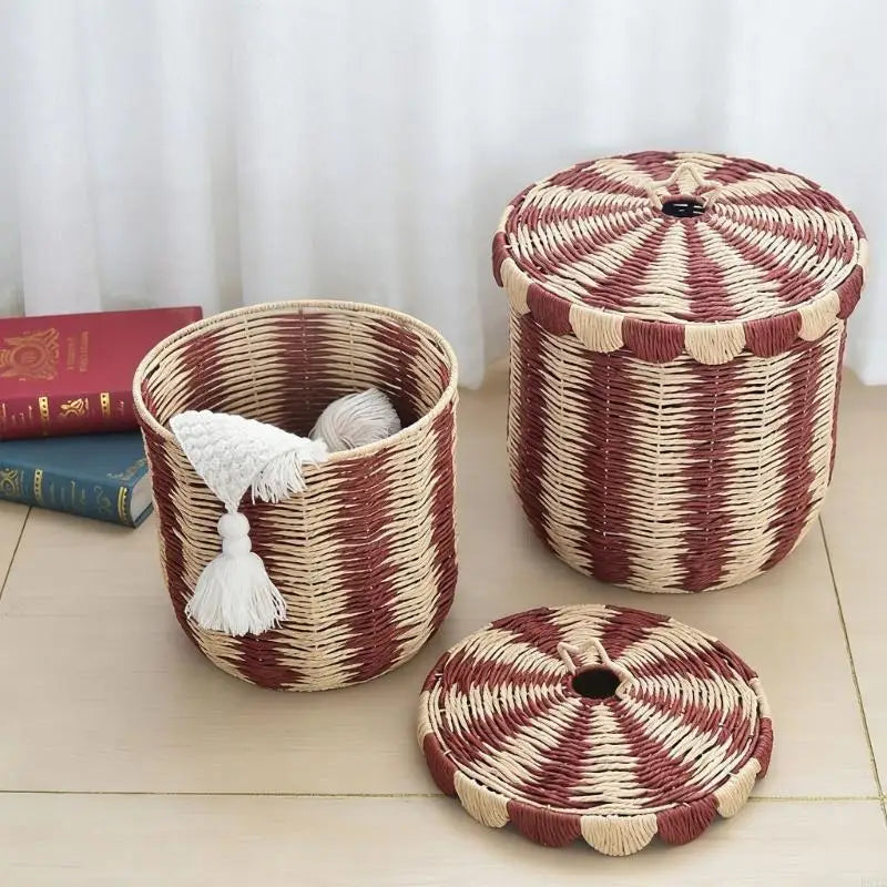 Circus Rattan Woven Baskets With Lid