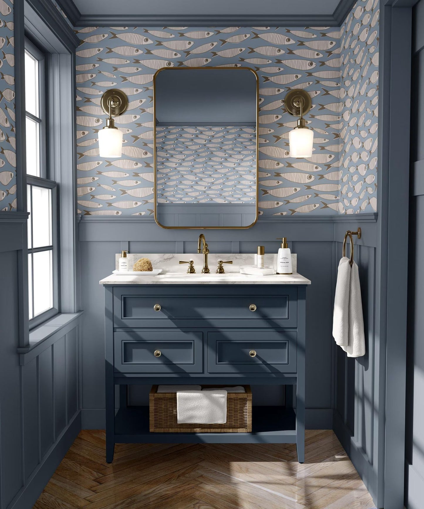 Retro Sardines Peel and Stick Wallpaper