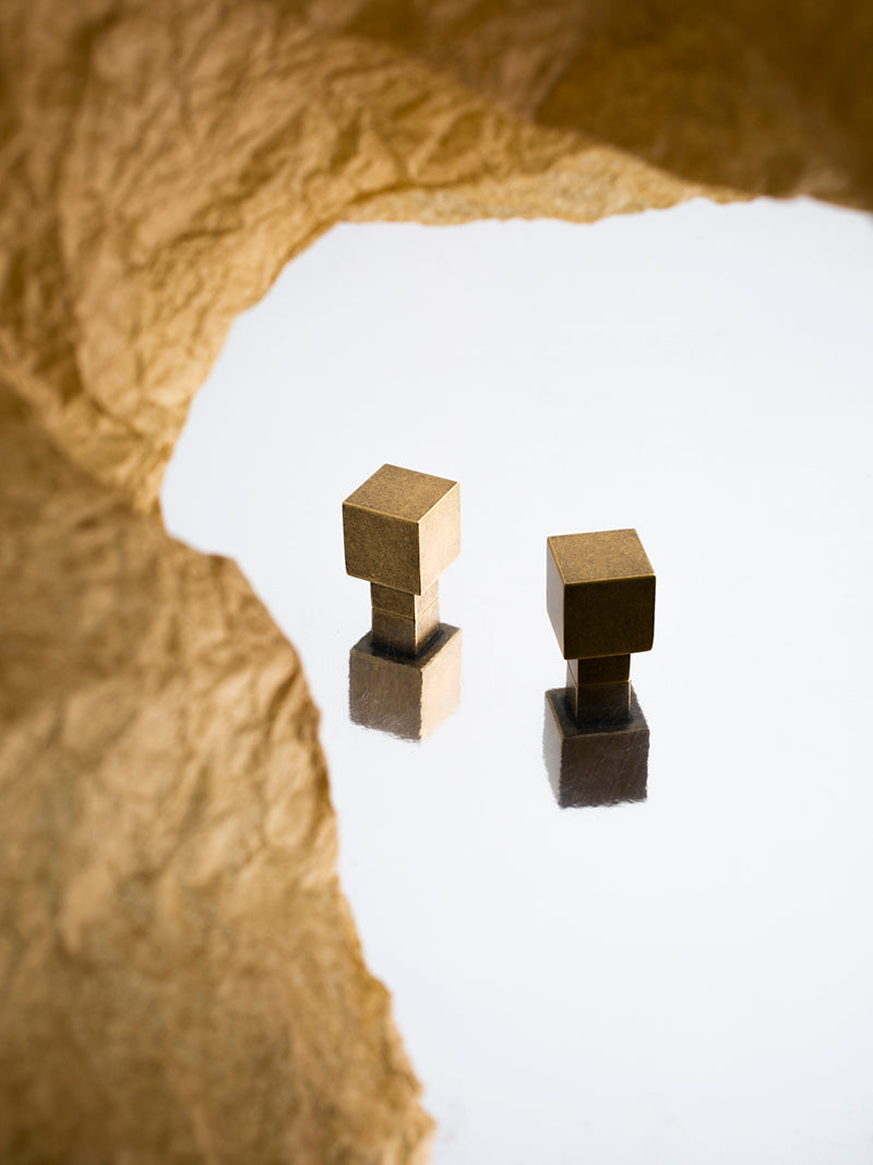 Small Square Solid Brass Handle for Cabinets and Drawers