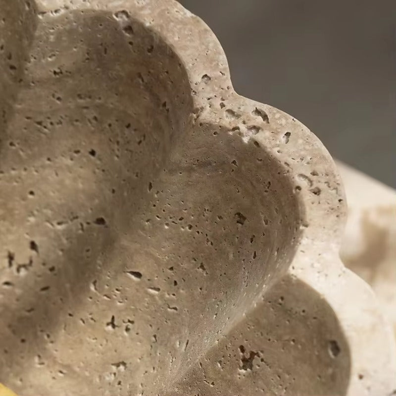 Ruffle Travertine Style Stone Bowl