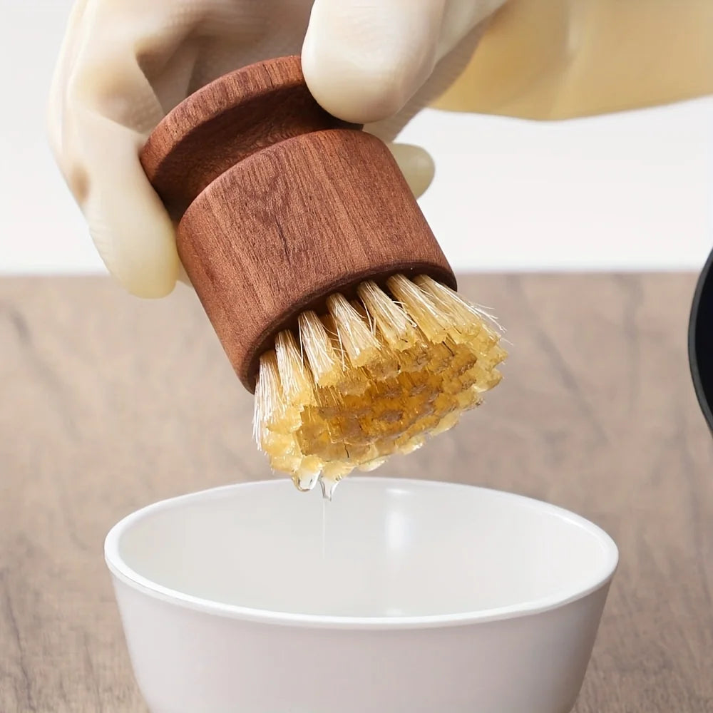 Scrub Brush with Hog Bristles and Wooden Handle