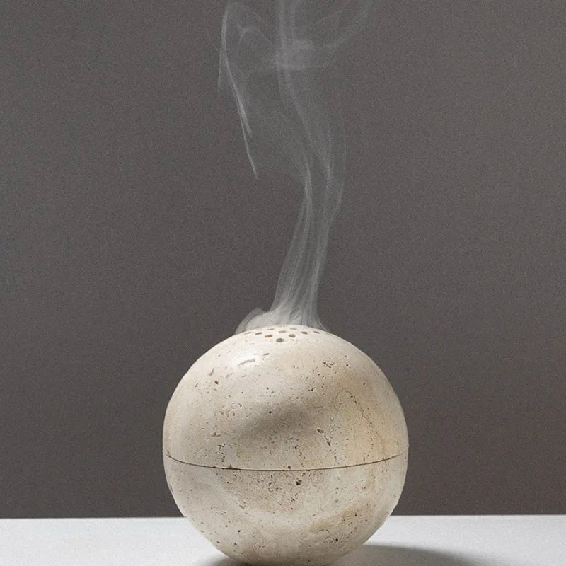 Round Travertine Style Incense Burner