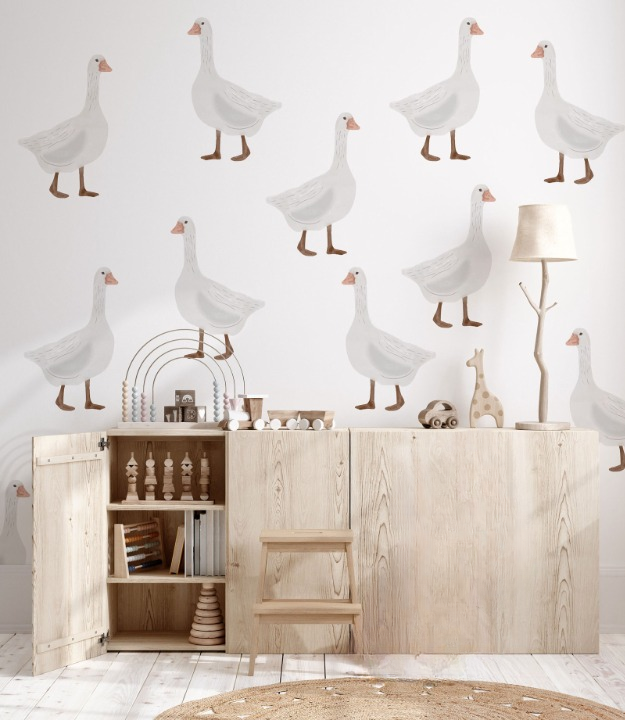White Goose Peel and Stick Wallpaper