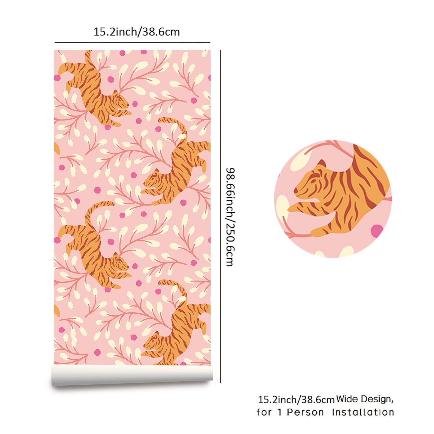 Tropical Jungle Tiger Peel and Stick Wallpapers (Two Styles)