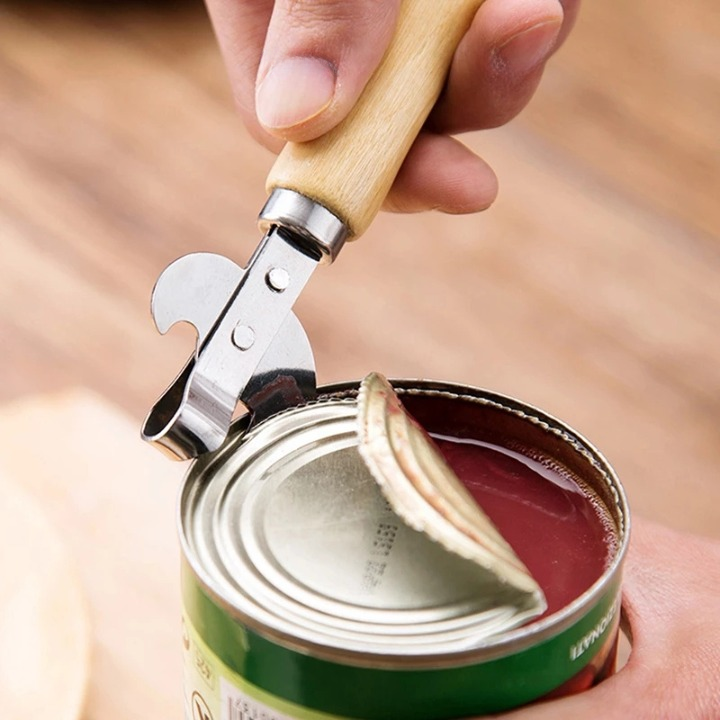 Manual Can Opener with Wooden Handle