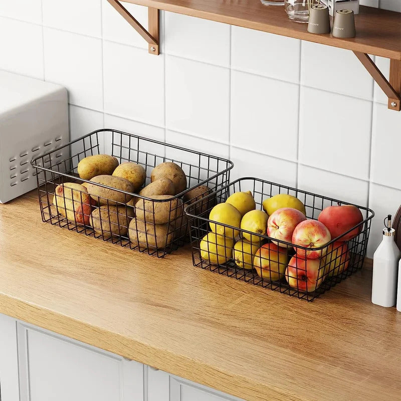 Metal Storage Baskets with Built-In Handles