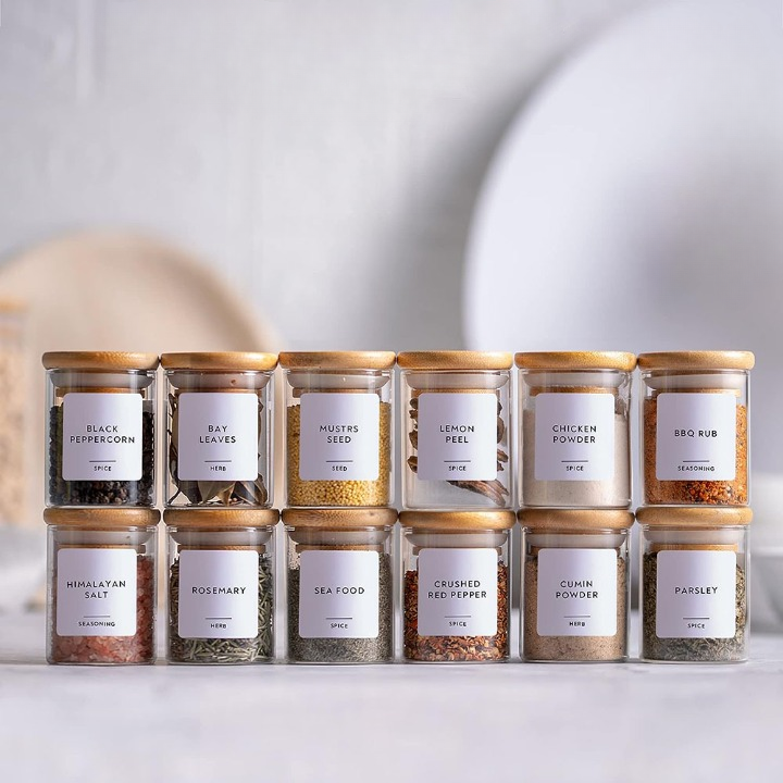 Round Mini Glass Canisters with Wooden Lids