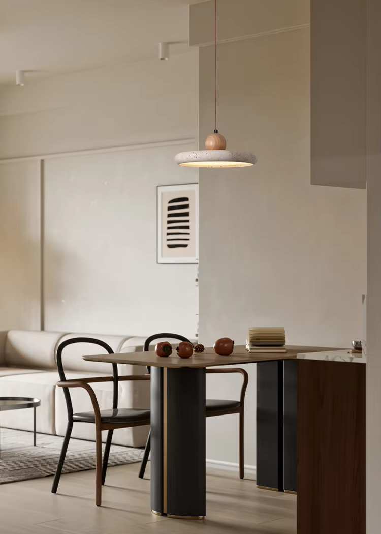 Natural Stone & Wood Pendant Fixture