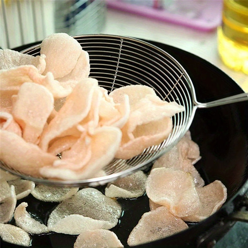 Metal Double Round Deep Frying Spoon
