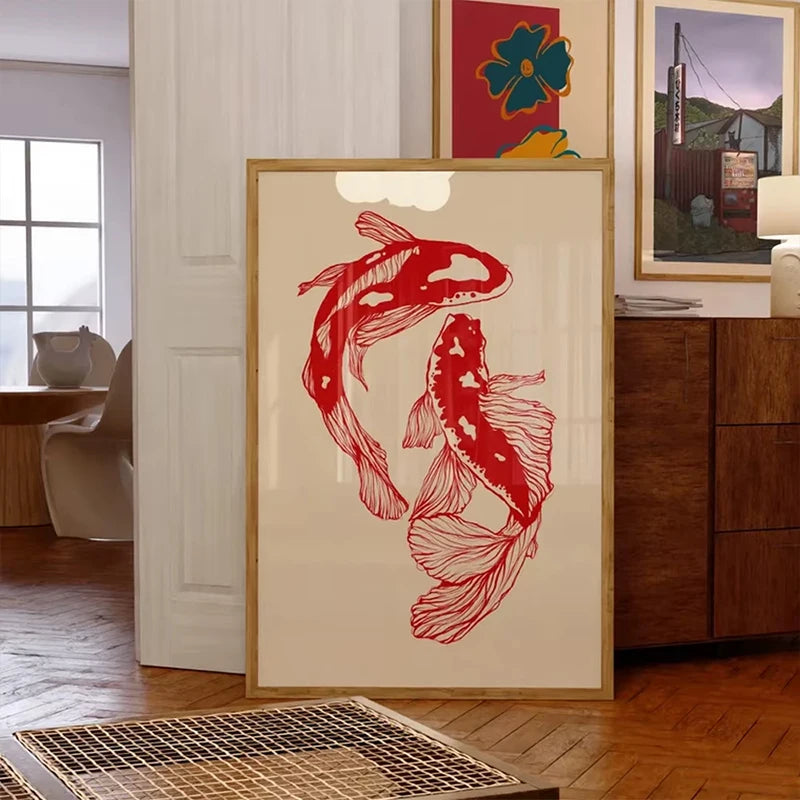 Red Koi Canvas Poster