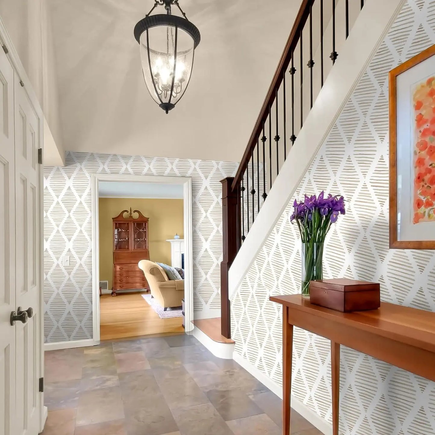 Beige Geometric Peel And Stick Wallpaper