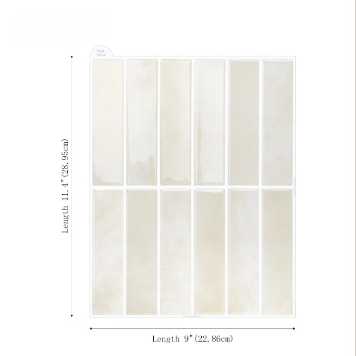 Beige Rectangular Removable Tile Stickers