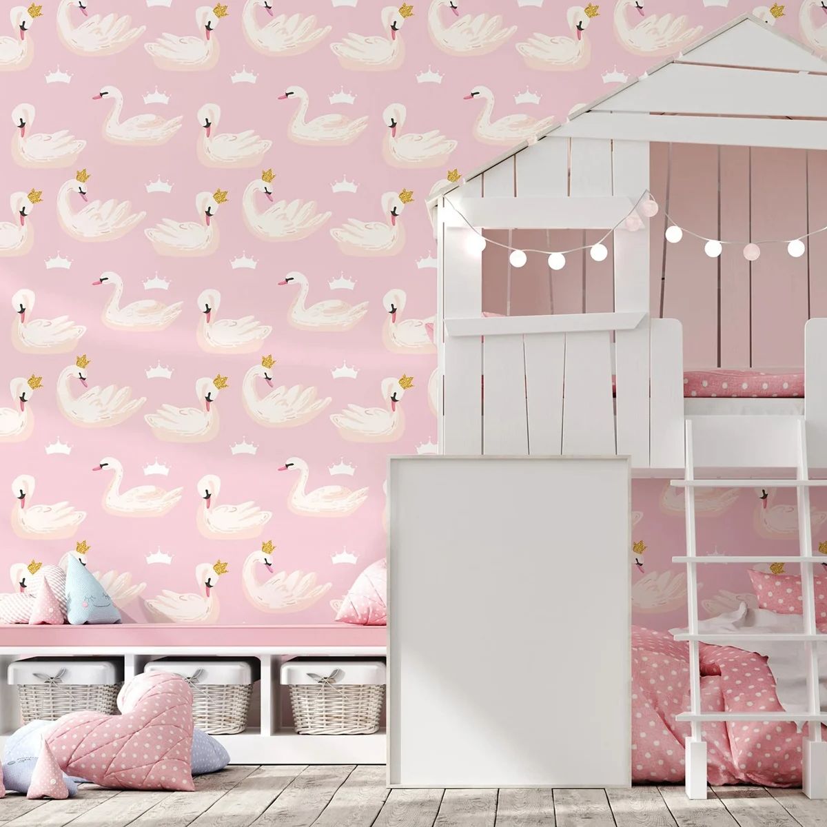Swans and Crowns Peel and Stick Wallpaper