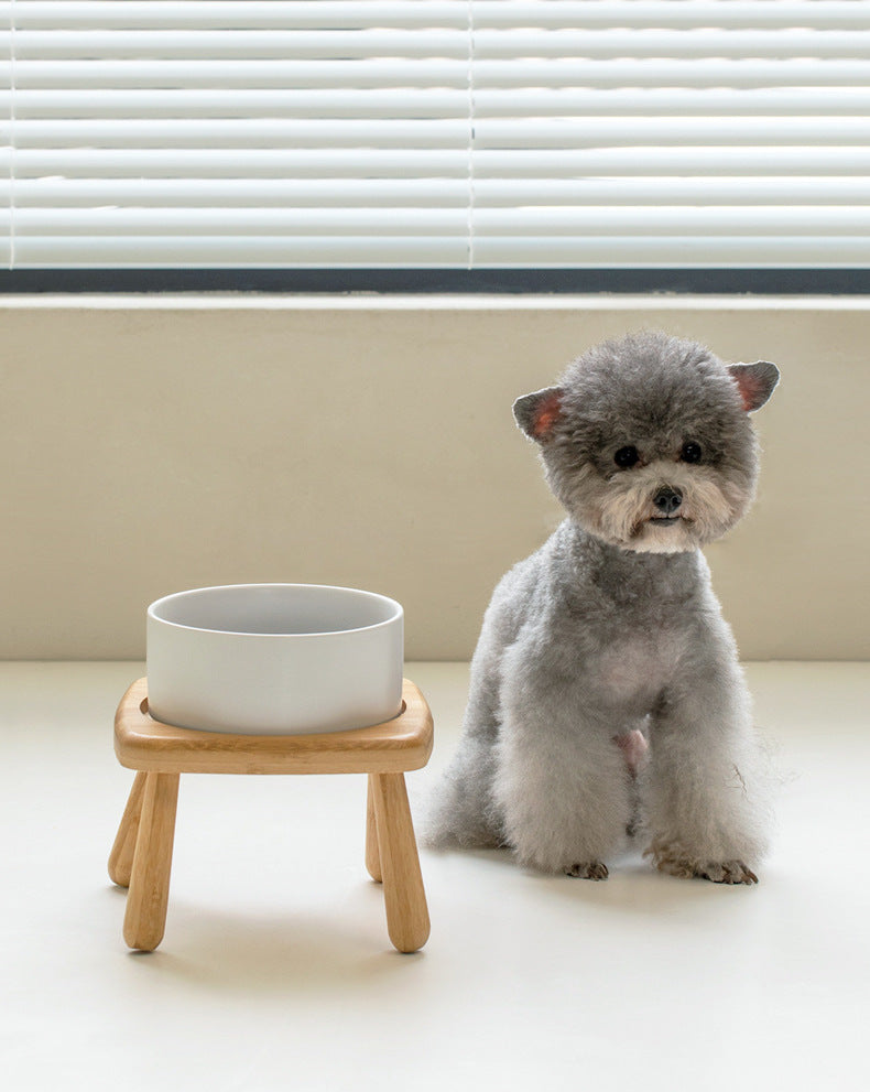 Ceramic Bowls with Oval Wooden Stands