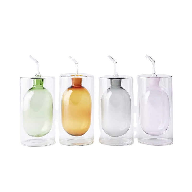 Double Glass Seasoning Oil Bottle Dispensers