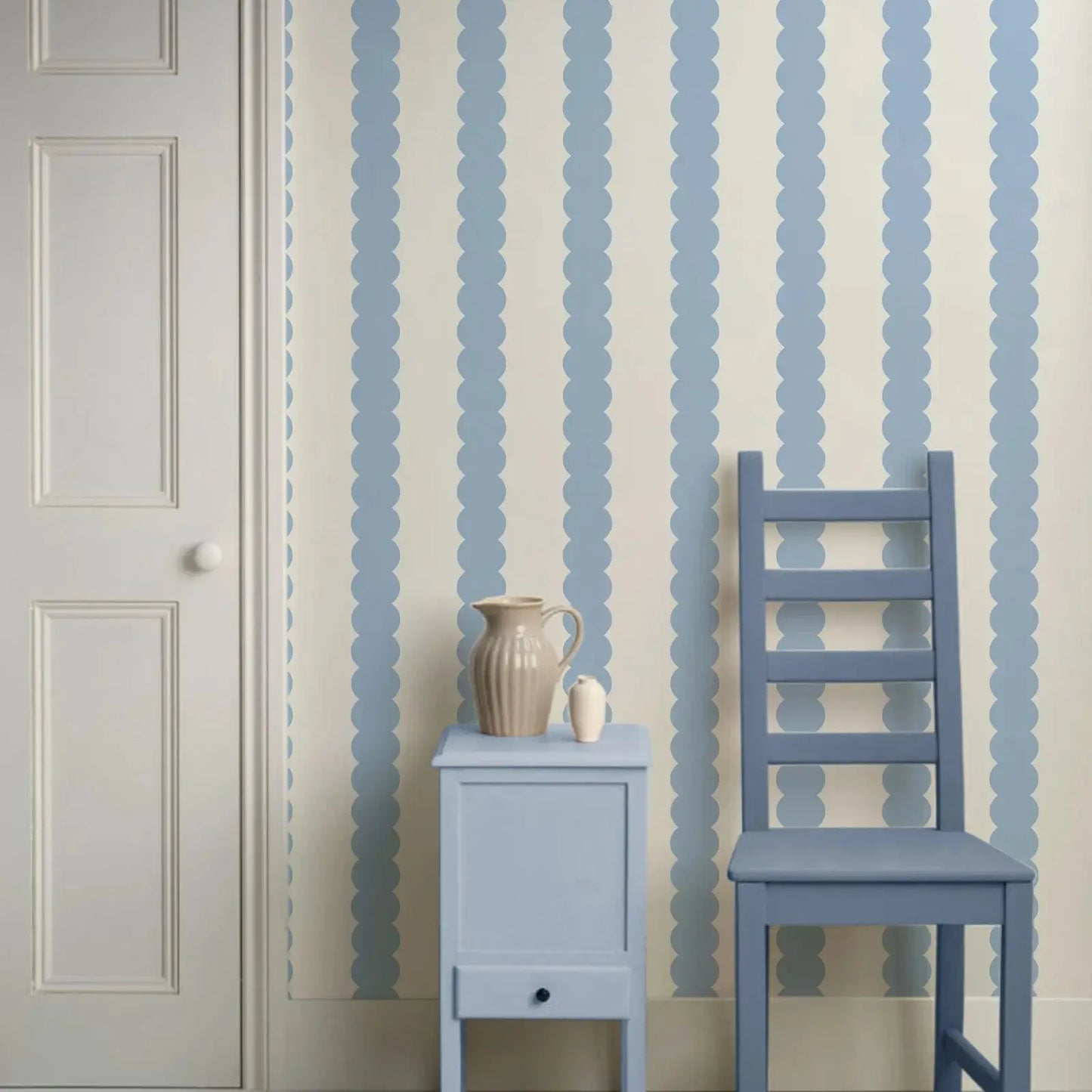 Blue Abstract Bubble Lines Peel and Stick Wallpaper