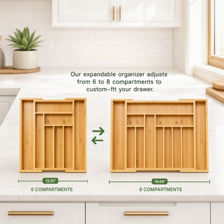 Wooden Expandable Drawer Organizer