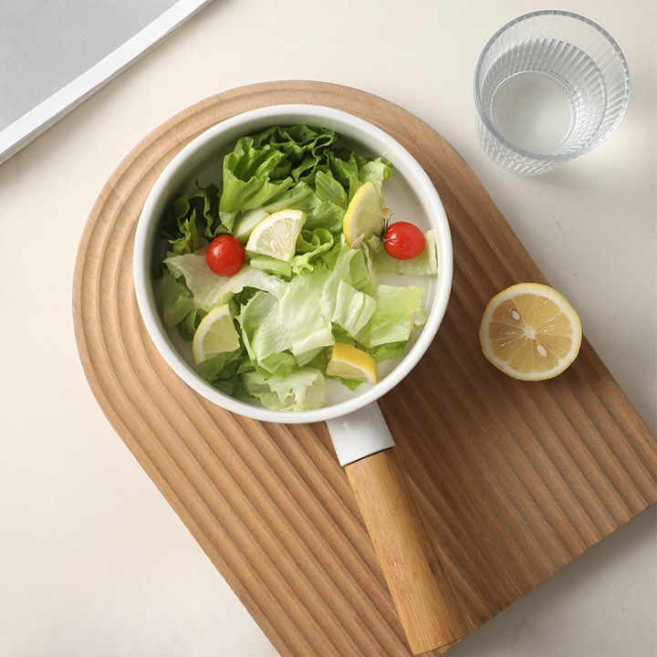 Ceramic Bowl with Wooden Handle