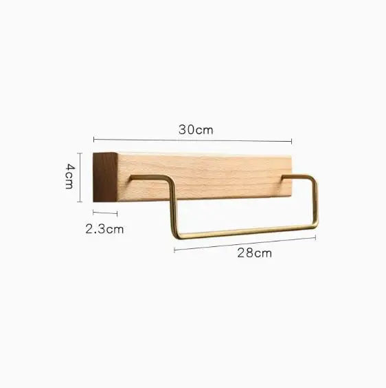 Wood & Brass Towel Rack