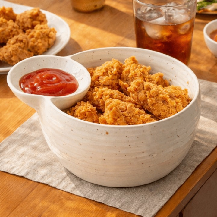 Ceramic Bowl with Built-in Sauce Dip