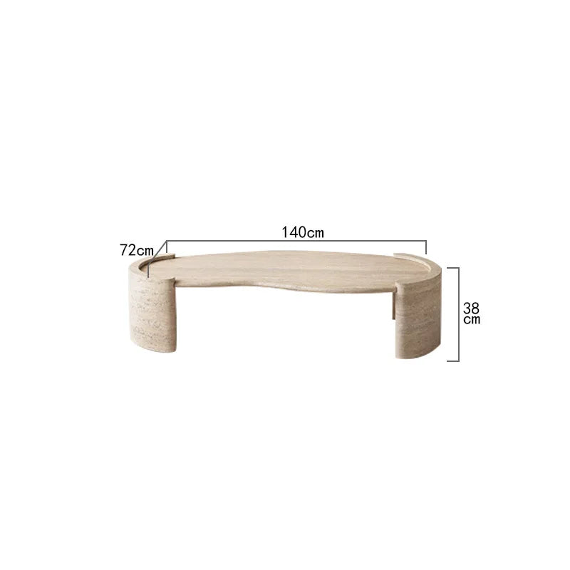 Beige Travertine Long Coffee Table