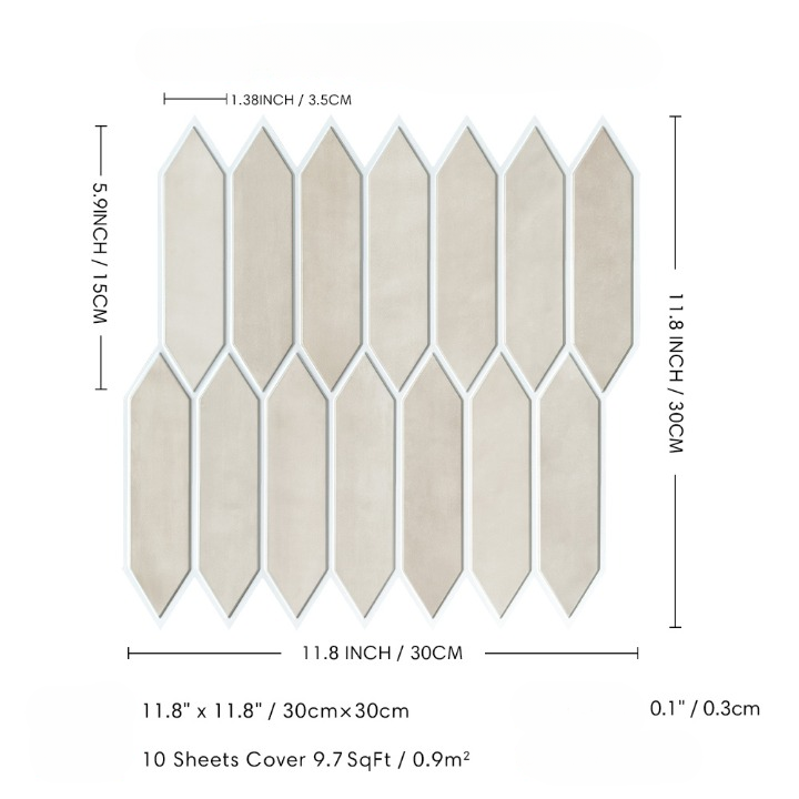Matte Hexagon Peel and Stick Tiles