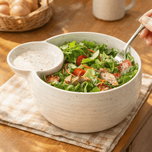 Ceramic Bowl with Built-in Sauce Dip