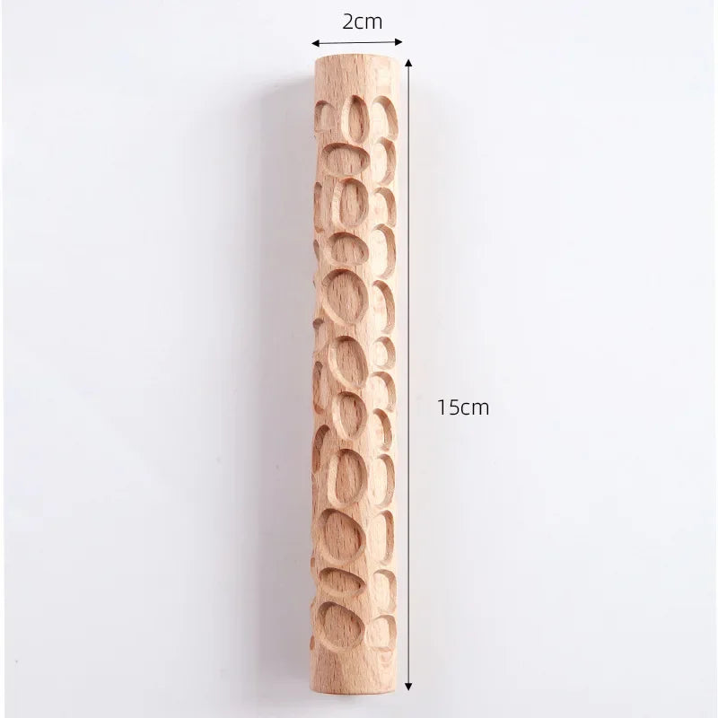 Mini Wooden Embossing Rolling Pins for Creative Baking