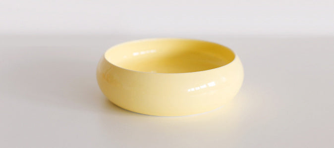 Artistic Form Ceramic Bowls with Wooden Stands