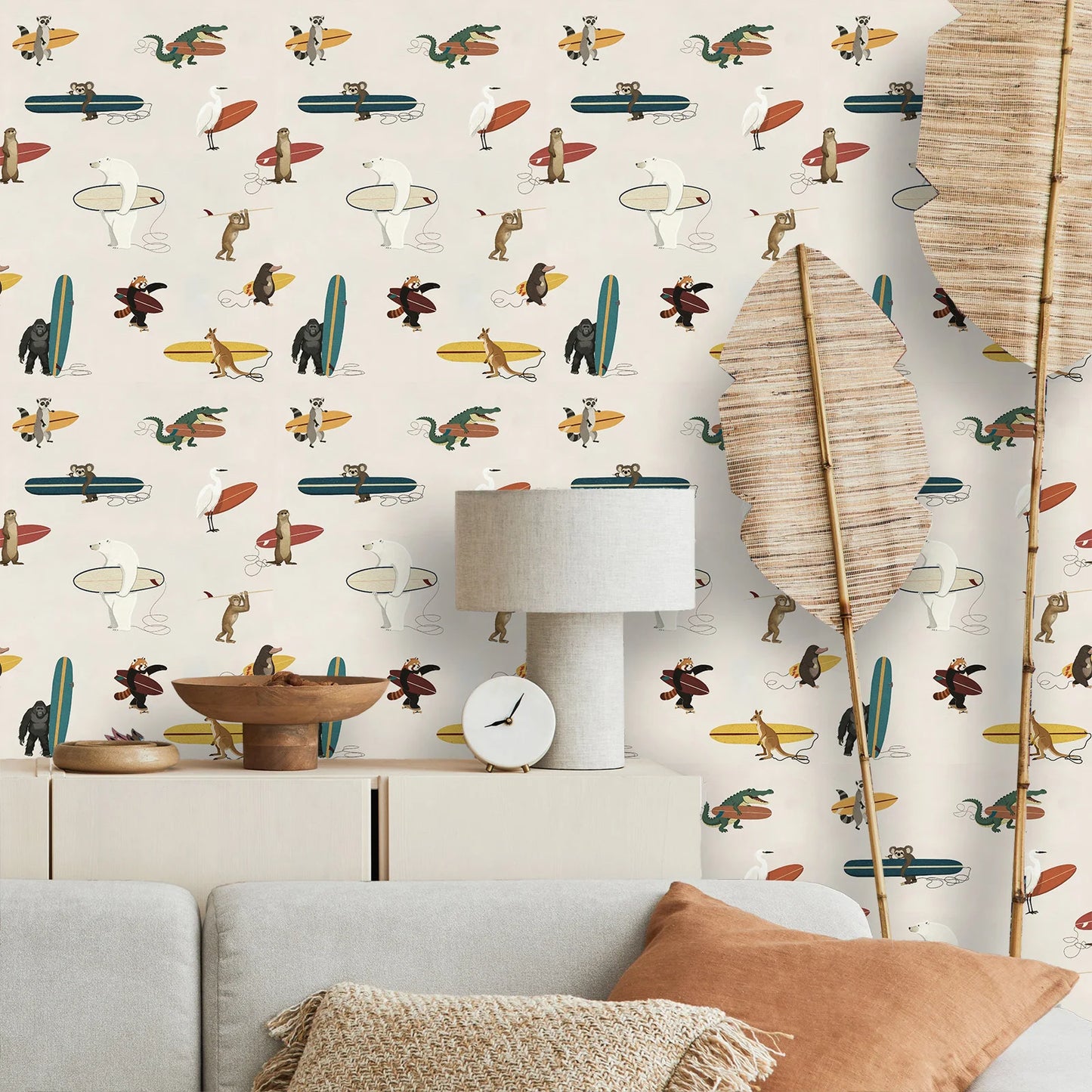Animal Surfers Peel and Stick Wallpaper
