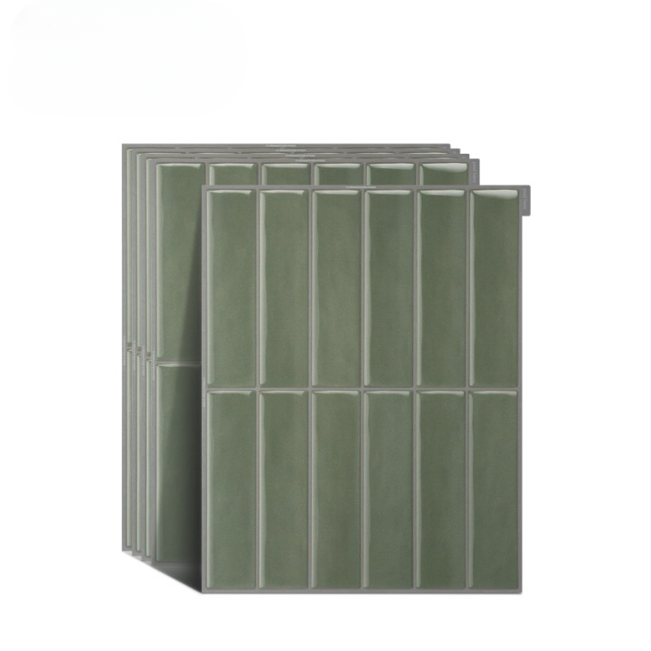 Green Rectangular Peel and Stick Tiles