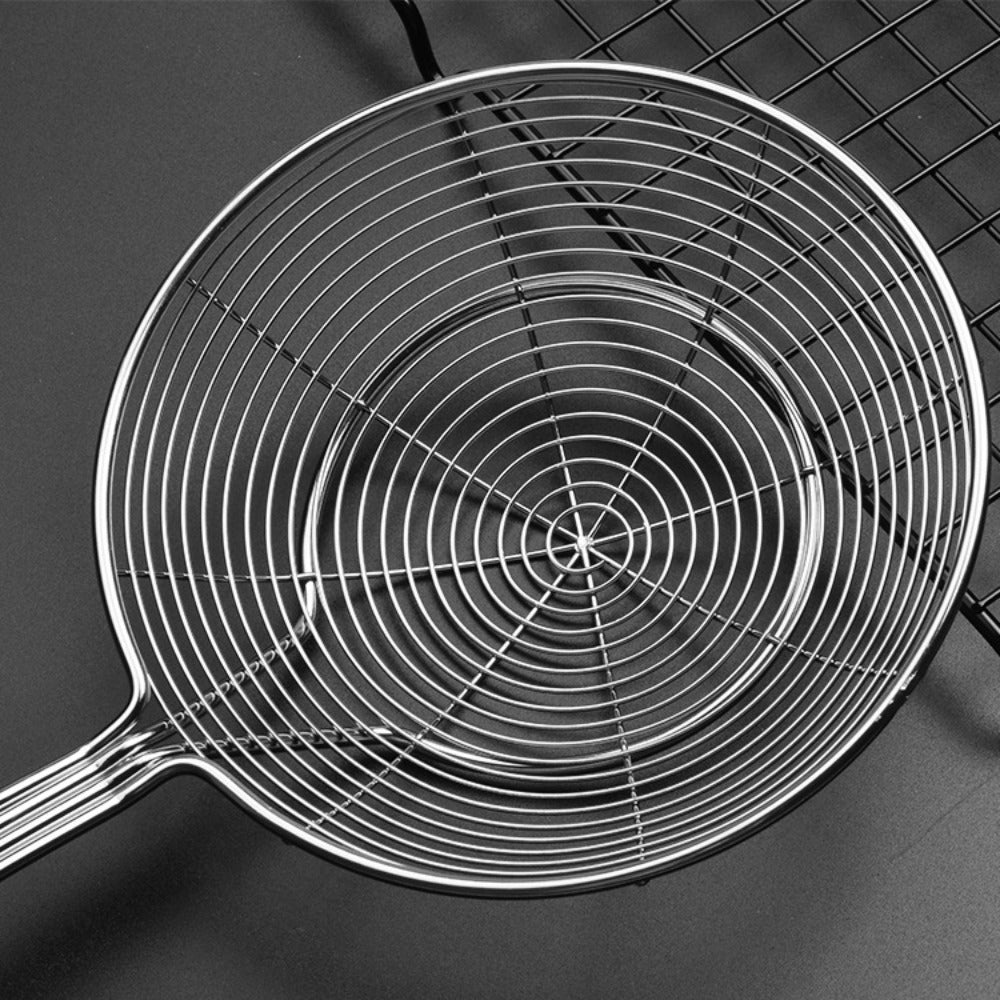 Metal Double Round Deep Frying Spoon