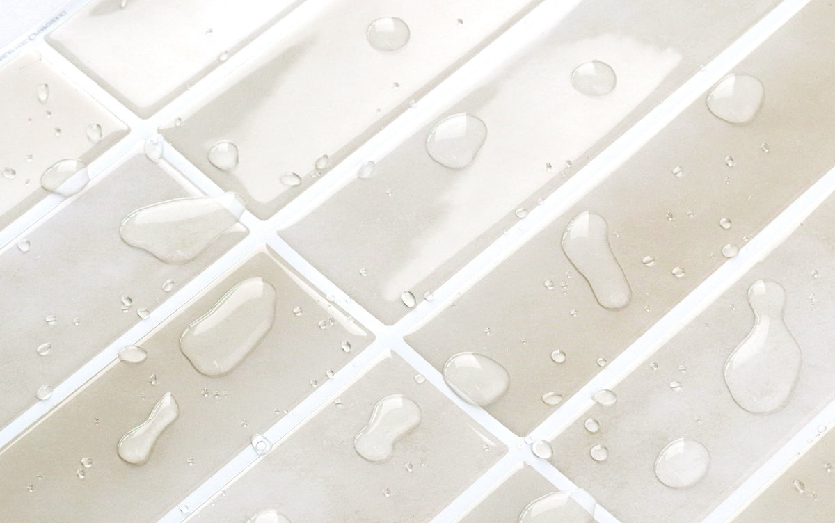 Beige Rectangular Removable Tile Stickers