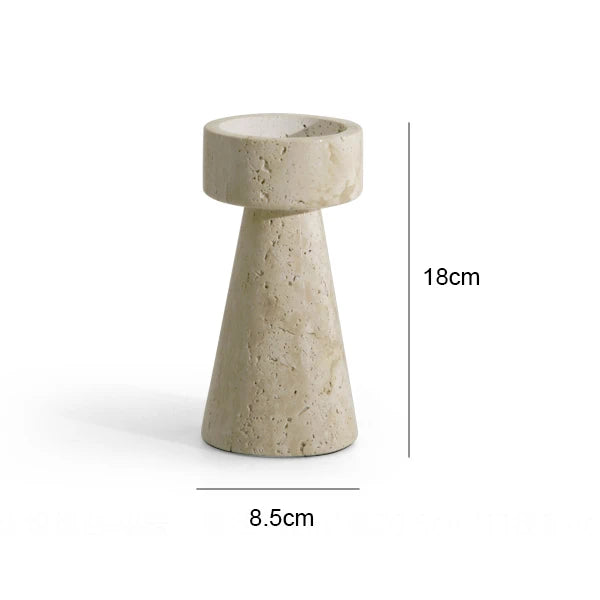 Travertine Style Stone Candle Holder
