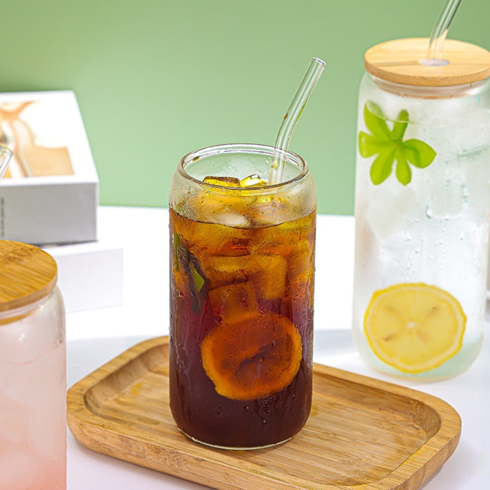 Classic Glass Cup with Glass Straw