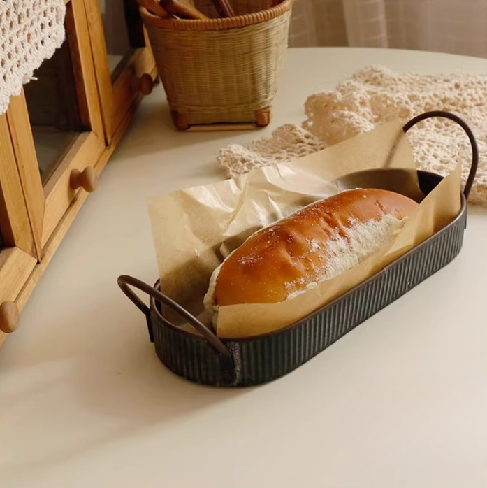 Retro Style Double Handle Metal Trays