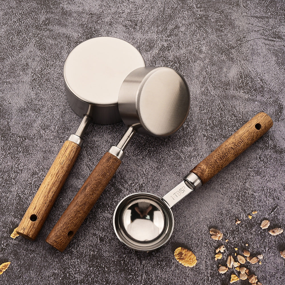 Measuring Cups/Spoons with Wooden Handles (Sets)