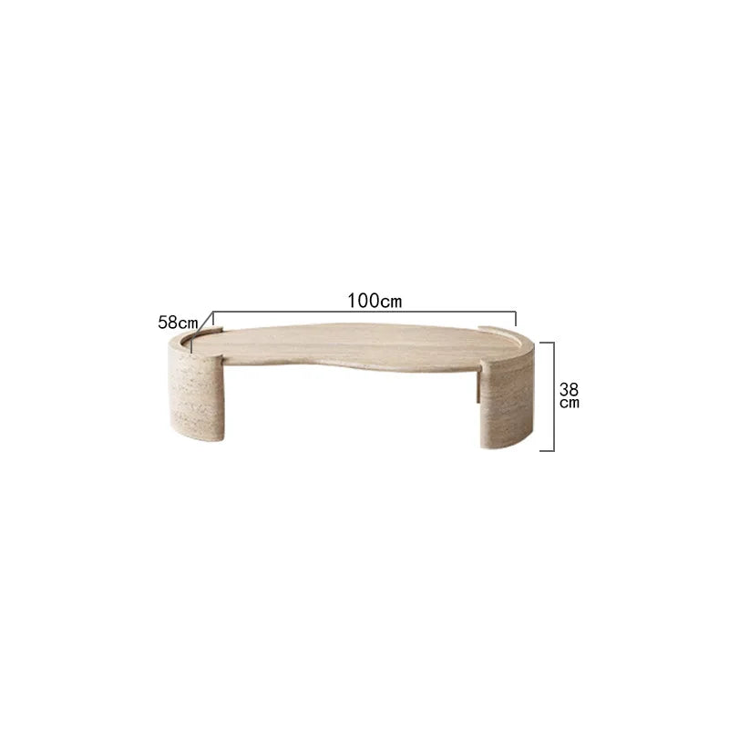 Beige Travertine Long Coffee Table
