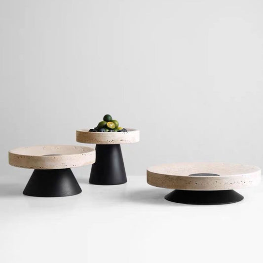 Light Lux Travertine Style Trays with Metal Base