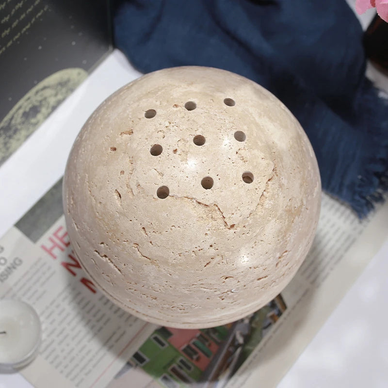 Round Travertine Style Incense Burner