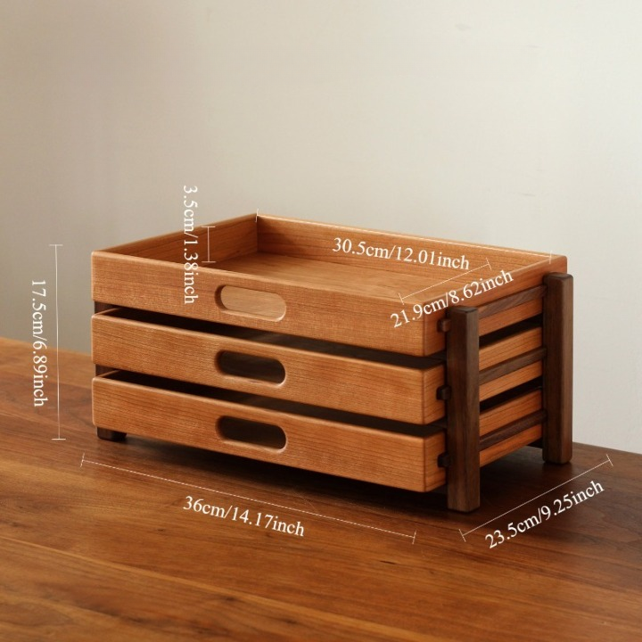 Wooden 3-Layer Organizer Drawer