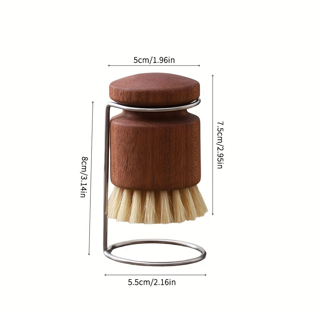 Scrub Brush with Hog Bristles and Wooden Handle