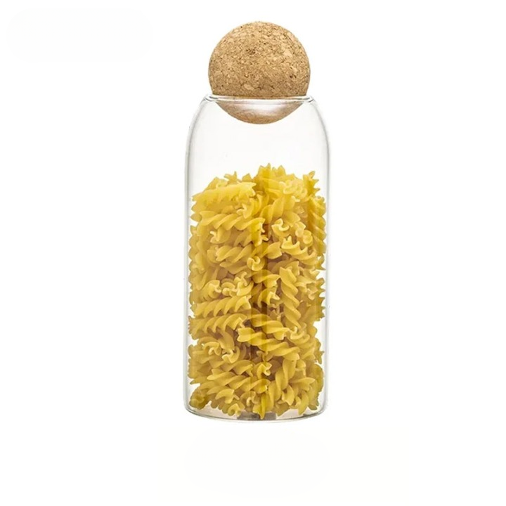 Glass Storage Jar with Ball Cork Lid