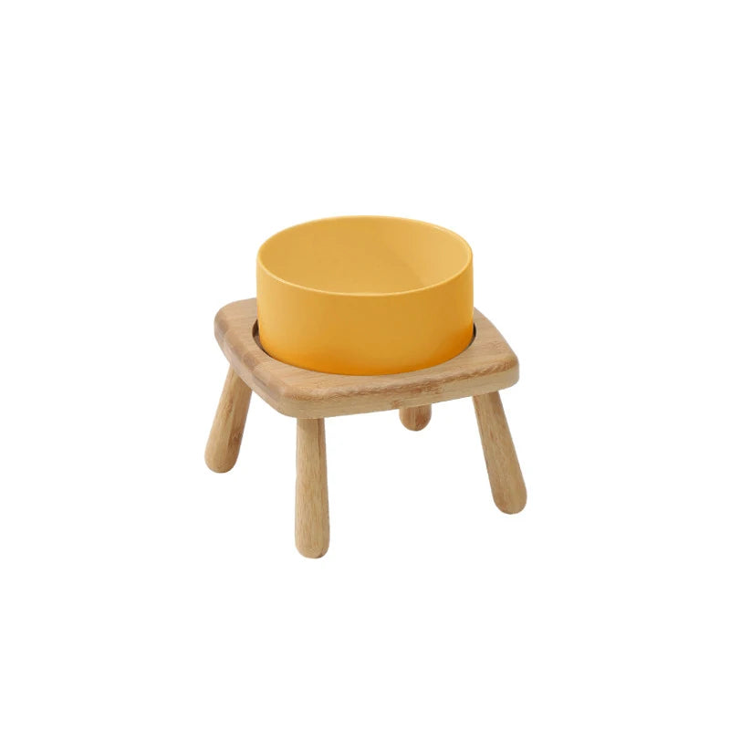 Ceramic Bowls with Oval Wooden Stands