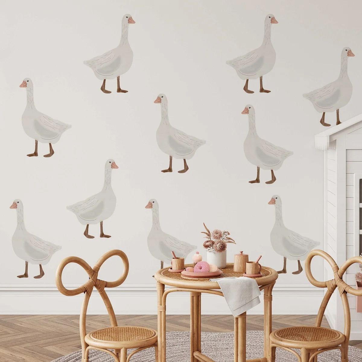 White Goose Peel and Stick Wallpaper