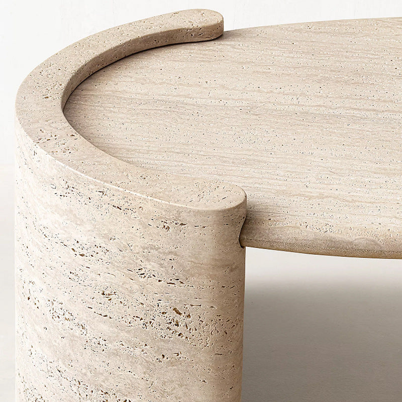 Beige Travertine Long Coffee Table