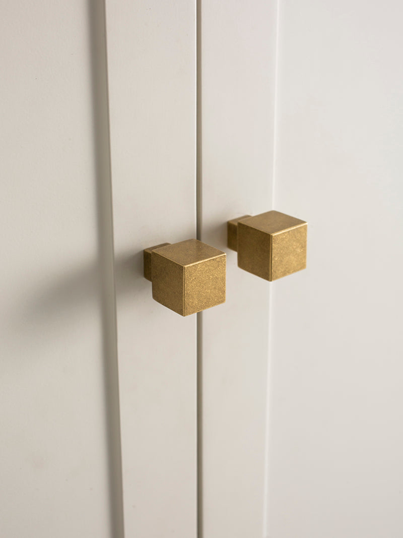 Small Square Solid Brass Handle for Cabinets and Drawers