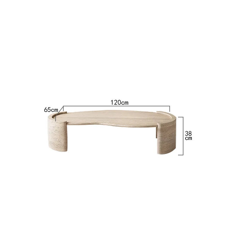 Beige Travertine Long Coffee Table