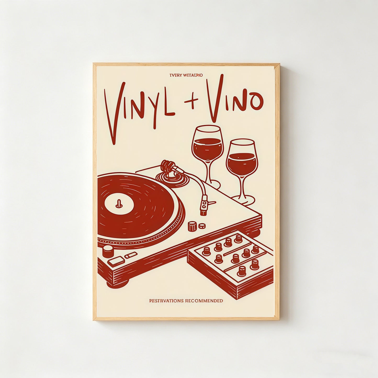 Vinyl & Vino Canvas Poster