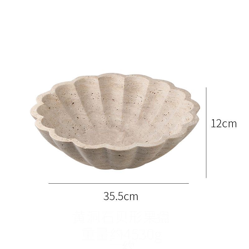 Ruffle Travertine Style Stone Bowl
